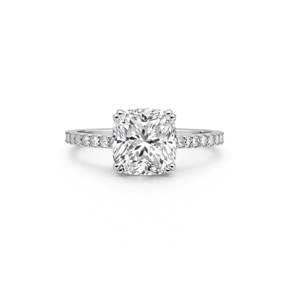 4.20 CT Moissanite Diamond Cushion Cut & Pavé - Picture 1 of 5